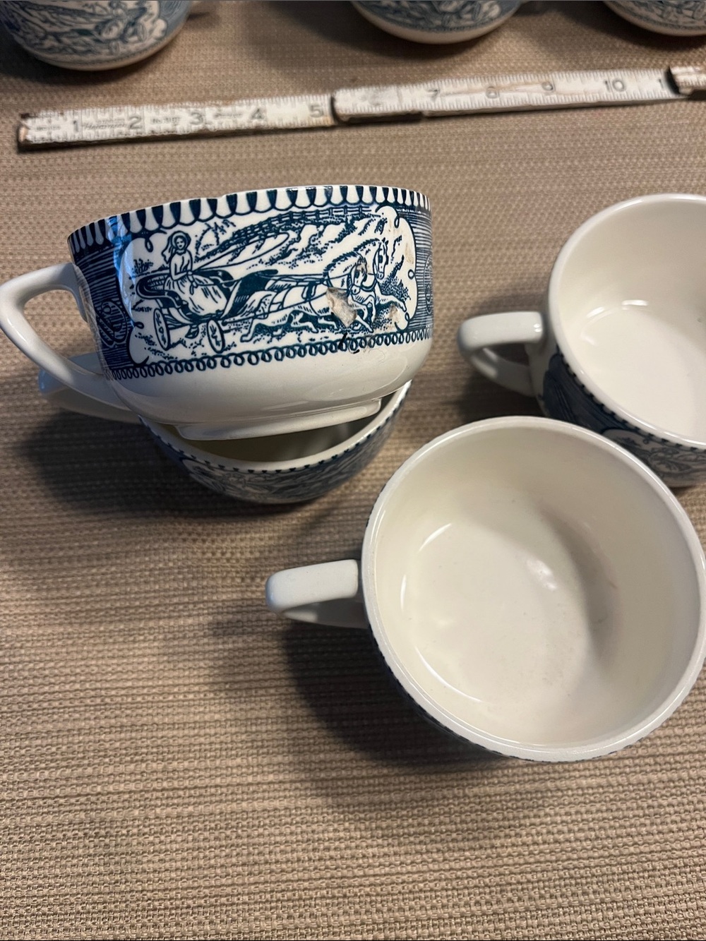 #8 1960’s Blue White currier and Ives - Set of 4 tea ☕️ coffee cup